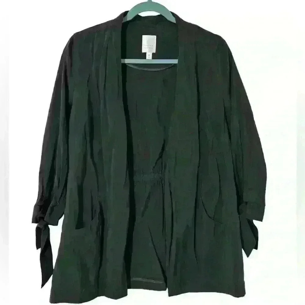 LC Lauren Conrad black cardigan with tie sleeves - Picture 1 of 5